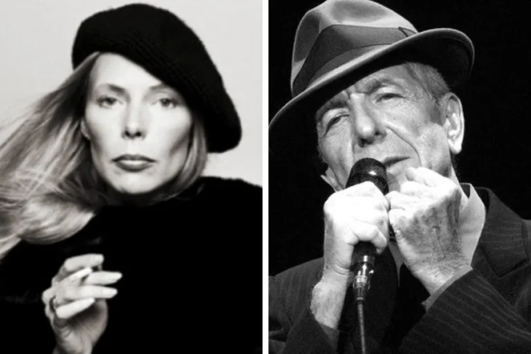 This image is about the musical icon Joni Mitchell and Leonard Cohen