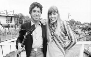 This image is about Leonard Cohen and Joni Mitchell