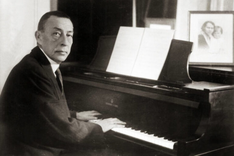This image is about the great Russian composer Sergei Rachmaninoff