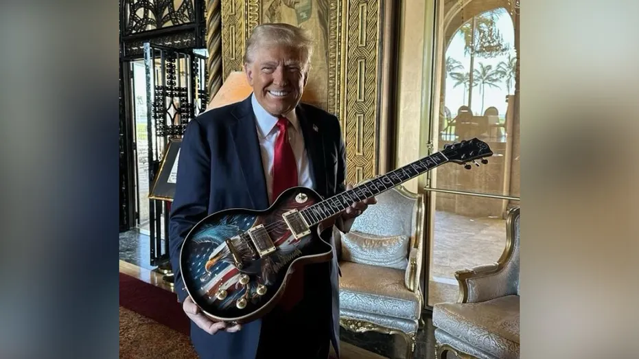 This image is about Donald Trump with Guitar