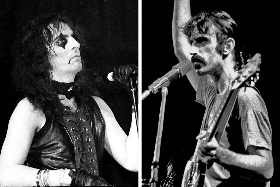 This image is about the musical icons Frank Zappa and Alice Cooper